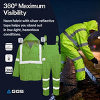 Global Glove FrogWear GLO-8000 Unisex High-Visibility Rain Suit, Lightweight Three-Piece Rain Gear with Waterproof Jacket, Bibs, and Detachable Hood – Neon Yellow, X-Large