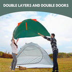 2 Person Tents for Camping, Camping Tent Double Layer Lightweight Waterproof Tent, Windproof with 10 Pegs & 2 Wind Ropes, Ventilated & Bug Free with 2 Mesh Doors for Backpacking, Camping,Hiking