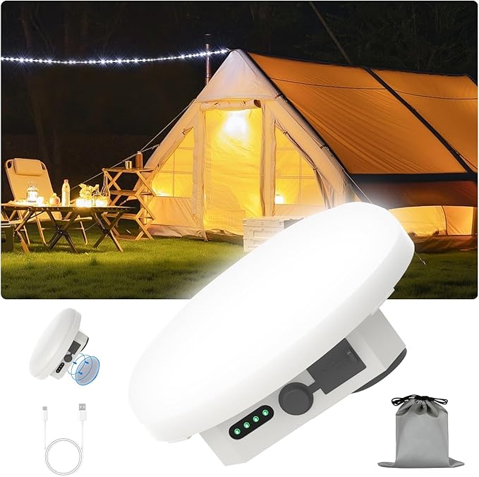 Tent Light LED Rechargeable Camping Portable Hanging Lantern for Waterproof Outdoor Lights with Battery Power, Camp Lamp Light for Glamping Indoor Outages Car Repair(F03-B)