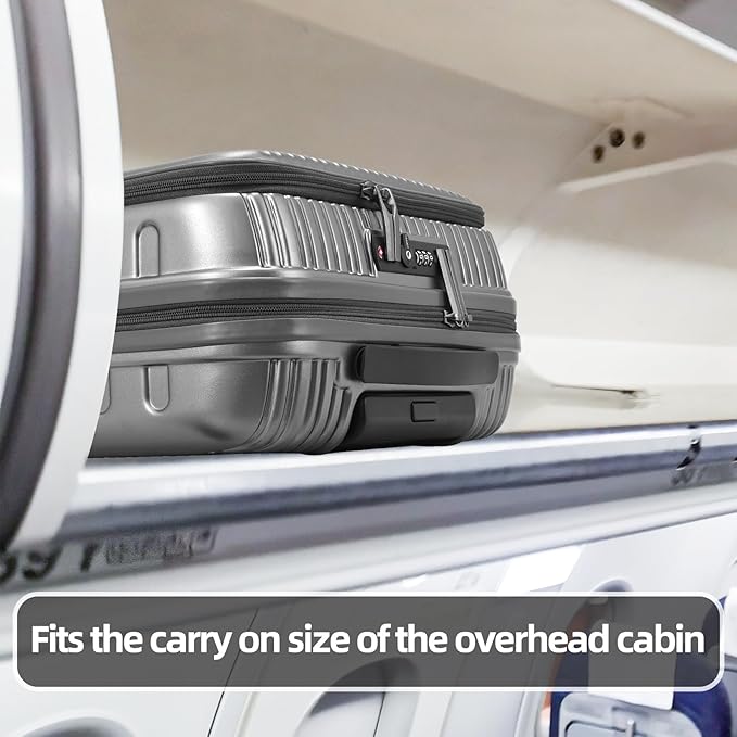 2 Pieces 20/29 Luggage Sets, 20 Inch Cabin Luggage with Front Pocket & 29 Inch Side Opening Suitcase, Ligthweight ABS+PC Hardshell, Gray