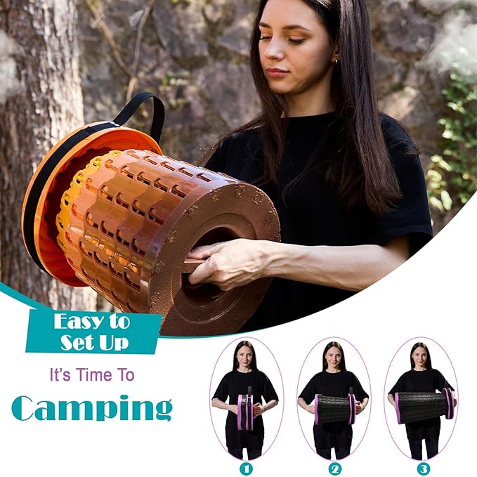 19.7” Heavy Duty Collapsible Stool with Cushion - Portable, Foldable Camping Stool for Adults, Max Capacity 1000lbs (Purple)