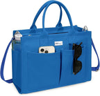 TOPDesign Heavy-Duty Canvas Tote Bag for Women, Adjustable Crossbody/Shoulder Handbag with 9 Pockets, Everything Tote