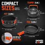 Camping Cookware Mess Kit Set with Stove - Backpacking Camping Pots and Pans Set, All in One Non-Stick Camping Cooking Set, Portable Stove, Hiking, Picnic, Outdoor & Camping Cookware Set