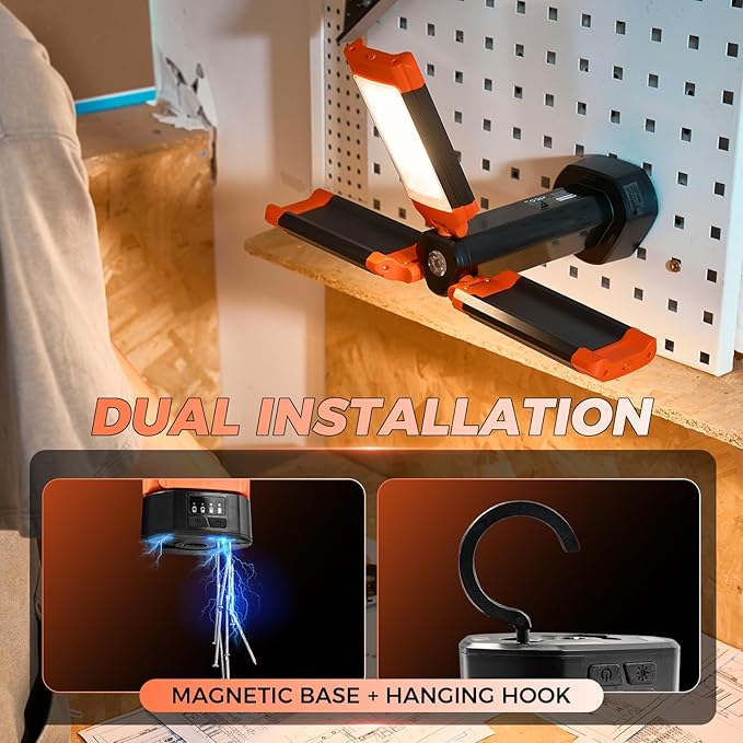 Portable Camping Light with Stand, 20000mAh Outdoor Work Light 800-3200 Lumen, 6.1ft Height with Detachable Tripod, 3300-6500K Dimmable LED, Camping Essentials Gear Emergency Flashlight