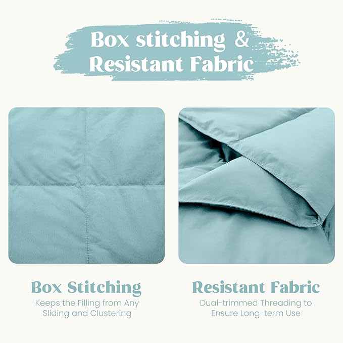 puredown® Soft Feather Down Throw Blanket Lightweight Packable Couch Throw for Indoor and Outdoor Use, 50"X70", Teal Blue