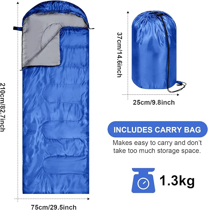 Tudomro 2 Pcs Camping Sleeping Bag for Adults, Lightweight Packable Waterproof Camping Gear Equipment to Keep Warm for Spring Summer Fall Indoor Outdoor Backpacking Hiking Travel