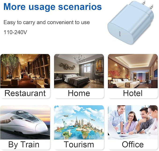 Type C Charger Fast Charging for iPhone 17 16 15,10FT USB C Samsung Chargers Block 25W Super Fast Chargers for Samsung Galaxy S25/S24 S23/iPhone Air/17/17 Pro Max/iPhone 16/16 Pro Max/15 Pro Max(Blue)