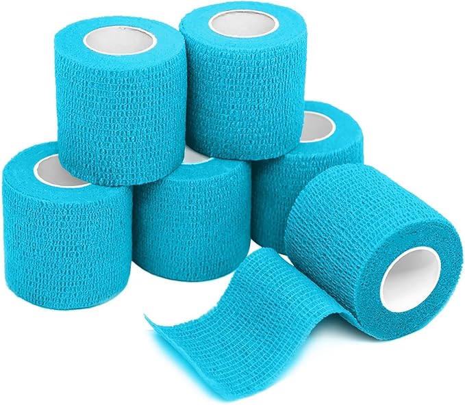 FriCARE Self Adhesive Bandage Wrap, Medical Tape in First Aid Kit, Cohesive Bandages for Wounds Sport Vet, 2 Inches X 5 Yards 6 Rolls, Cobalt Blue