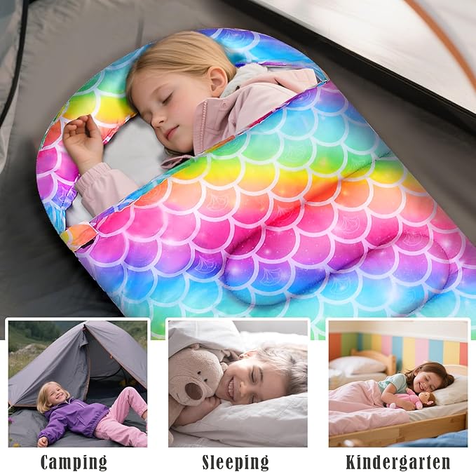 Camping Sleeping Bag for Kids Girls Boys,3 Season Warm Sleeping Bag Waterproof Portable for Outdoors Traveling,Camping