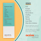 Active Skin Repair First Aid Healing Skin Spray - Natural & Non-Toxic with Hypochlorus Acid for Minor Cuts, Wounds, Scrapes, Rashes, Sunburns, & More, 3 oz