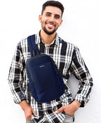 ECOHUB Crossbody Bags for Women Men, Anti-Theft RFID Blocking Roomy Sling Backpack with Sturdy SBS Zippers Water Resistant Chest Shoulder Bag Daypack with 9 Pockets Casual Walk Outdoor, Blue