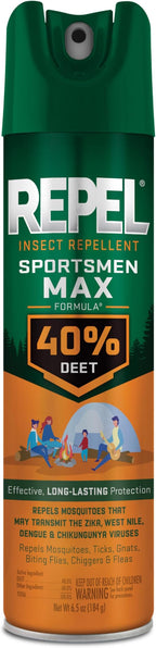 Repel Insect Repellent Sportsman Max Formula, Repels Mosquitoes, Ticks, Gnats, Biting Flies, 40% DEET (Aerosol Spray) 6.5 fl Ounce