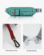 WATERFLY Fanny Pack Slim Soft Polyester Water Resistant Waist Bag Pack for Man Women Carrying iPhone 8 Samsung S6 Dark Green