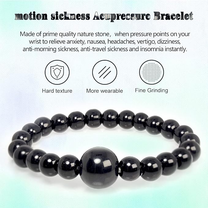 Hion Motion Sickness Bands Anti Nausea Acupressure Wristband Anti Nausea Bracelet for Motion Sickness and Morning Sickness（YC-SL-4PCS-bAY-2）