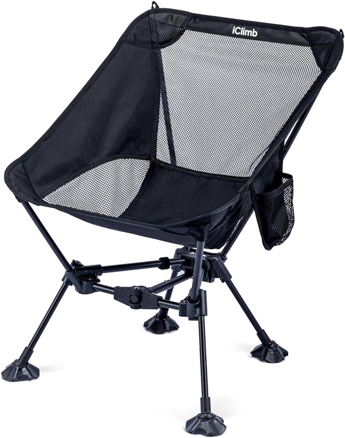 iClimb Ultralight Compact Camping Folding Beach Chair with Anti-Sinking Large Feet