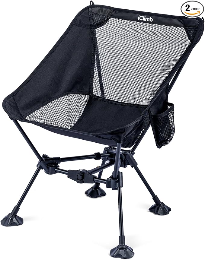 iClimb Ultralight Compact Camping Folding Beach Chair with Anti-Sinking Large Feet