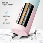 KXIAOCHEN Insulated Water Bottle, Stainless Steel Water Bottle, 2 Lids (Straw and Handle Lid),Wide Mouth Metal Water Bottles Keep Hot and Cold, Double Walled, Thermo Mug, Metal Canteen