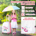 HONEY JOY Kids Luggage, 12" Toddler Backpack & 16" Travel Suitcase with Wheels, Lightweight Toddler Girls Suitcase, Durable ABS Hardshell, 2Pcs Carry On Luggage Set for Boys Girls(Unicorn)