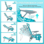 #WEJOY Folding Beach Chair for Adults, 4-Position Aluminum Lightweight Beach Chair, Low Sands Chairs with Shoulder Strap, Cup Holder and Padded Headrest, Supports 265lbs for Lawn