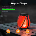 Hompavo Gen2 Solar Lanterns Outdoor Waterproof with Realistic Flickering Flame, Dual Charging (USB/Solar) & 2 Modes - Decorative Hanging/Table Lights for Patio Garden Porch Halloween Decor, 2/Red