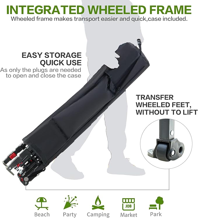 10'x10' Pop Up Canopy Tent with 1 Sidewall and 6 Pockets, One Push Setup, Instant Shade Tent with Vented Roof for Beach Patio Outdoor, Case, 8 Stakes, 4 Ropes, 4 Sandbags (Yellow, 10x10)