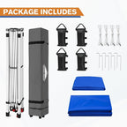 EAGLE PEAK Pop Up Canopy Tent with 1 Sidewall, Easy Setup Event Tent, Outdoor Sun Shade, Wheeled Carry Bag, Stakes and Guy Ropes, Instant Canopy 10x10, Blue