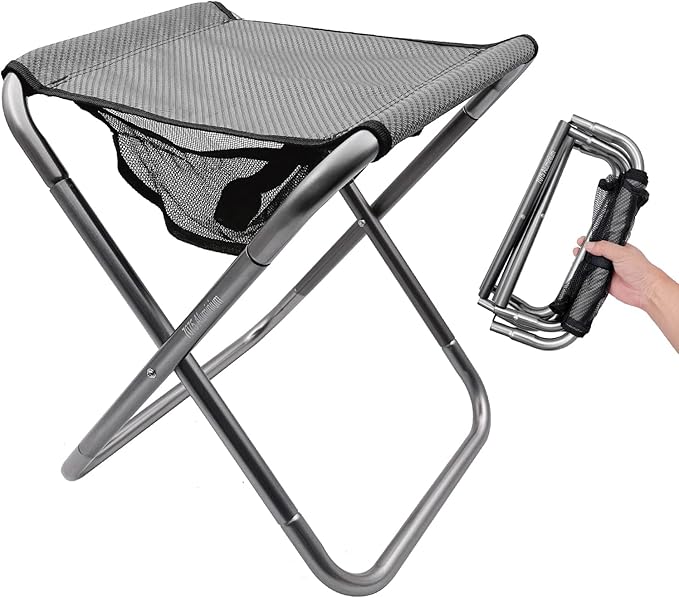 Camping Stool, Portable Folding Stool XXL Size Camping Stool for Adults Supports up to 240 lbs