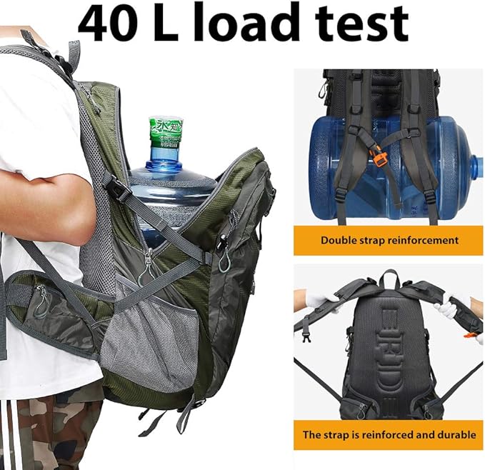 FENGDONG 40L Waterproof Lightweight Hiking,Camping,Travel Backpack for Men Women (green)
