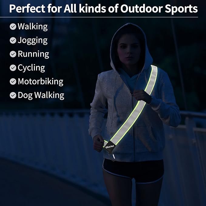 Reflective Running Gear | Reflective Sash for Walking at Night | High Visibility Reflective Sash | Reflective Belt for Walking in The Dark | A