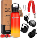 LUFT SWEDEN 40 oz Red & Orange Insulated Water Bottle with Straw Lid – Leakproof, Stainless Steel, Dishwasher Safe – Reusable Double Wall Gym Thermos for Cold Drinks – BPA-Free & Sweatproof
