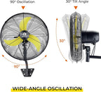 FUGOO 20'' Outdoor Quiet Remote Control Oscillating Wall Mount Fan,All Sealed BLDC Motor,4 Speed Waterproof Outdoor Fan With Remote, Heavy Duty Industrial Wall Fans for House,Patios,Garage,Warehouse