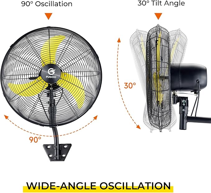 FUGOO 20'' Outdoor Quiet Remote Control Oscillating Wall Mount Fan,All Sealed BLDC Motor,4 Speed Waterproof Outdoor Fan With Remote, Heavy Duty Industrial Wall Fans for House,Patios,Garage,Warehouse