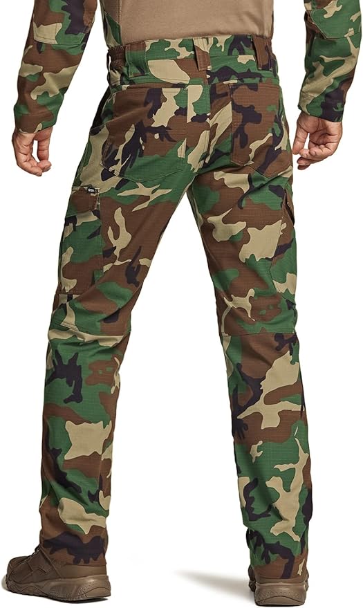 CQR Men's Flex Ripstop Tactical Pants, Water Resistant Stretch Cargo Pants, Lightweight EDC Hiking Work Pants