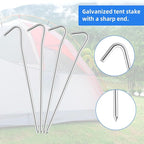 7" Tent Stakes, Heavy Duty Tarp Camping Stakes, Galvanized Metal Pegs for Outdoor Decorations, 40 PCS