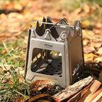 Titanium Wood Stove New Upgrade - Foldable Multi-Fuel Alcohol Stove Ultra-light and compact stove, quicker to install, no splicing required, suitable for backpacking, camping and survival