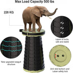 ALEVMOOM Upgraded Collapsible Stool with Cushion & Carry Bag, 500lbs Max Weight Portable Telescoping Stool, More Sturdy Lightweight Retractable Seat Folding Chair for Camping & Outdoors