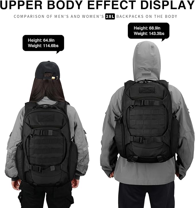 Mardingtop Tactical Molle Backpack for Men - 28L EDC Hiking & Motorcycle Backpack