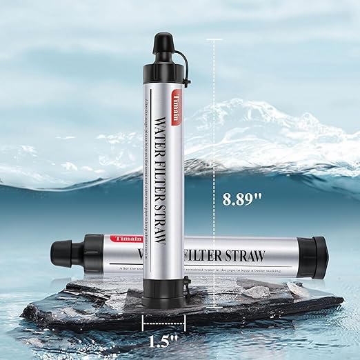 4 Pack Timain 4-Stage Filtration,High Flow Rate Water Filter Straws,Water Purifier Survival for Emergency Kits,Travel,Camping, Hiking,Fishing,Hunting (4)