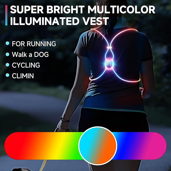 Reflective Running Vest, Running Lights For Runners, Reflective Running Gear Walking Vest For Women, Night Running Gear, Light Up Running Vest, Gifts For Runners, Safety Running Vest For Women & Men