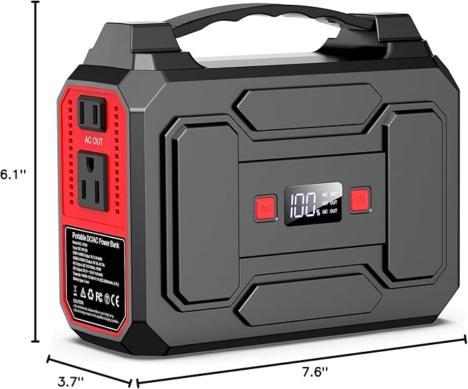 Apowking Portable Power Station Bank 146Wh 200W Peak(100W Rated), Solar Powered Power Bank with AC Outlet 110V for Camping, Solar Charger Power Bank Battery Pack 39600mAh for Home Outdoor Emergency