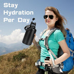 Insulated Water Bottle 64 oz, Half Gallon Water Jug Cold 48H, BPA Free Stainless Steel Bottles with Straw/Chug 2-in-1 Lid, Bag, Paracord Handle, Silicone Boot, Sports Gym School Metal Flask