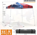EAGLE PEAK 10x10 Slant Leg Pop-up Canopy Tent Easy One Person Setup Instant Outdoor Beach Canopy Folding Portable Sports Shelter 10x10 Base 8x8 Top (Texas Pride)