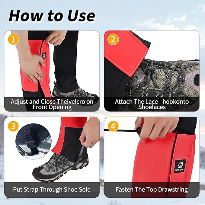 Leg Gaiters 100% Waterproof Adjustable Shoe Snow Boot Guard Gators for Hiking Shoe Cover Hunting Snowshoeing Climbing Walking for Women Men