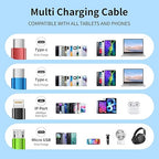 Travel Essentials 4 in 2 Multi Charging Cable, USB A/C Charging Cords with Dual Type-C, USB Cable Phone Charger Compatible with Most Cell Phones/Tablets and More (2Pack, 5FT)