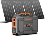 Portable Power Station with Foldable 40W Solar Panel, 100W Solar Powered Generator with Panels,110V AC Outlet Camping Solar Power Bank 146Wh DC Battery Pack for Smart Device RV Outdoor Power Outage