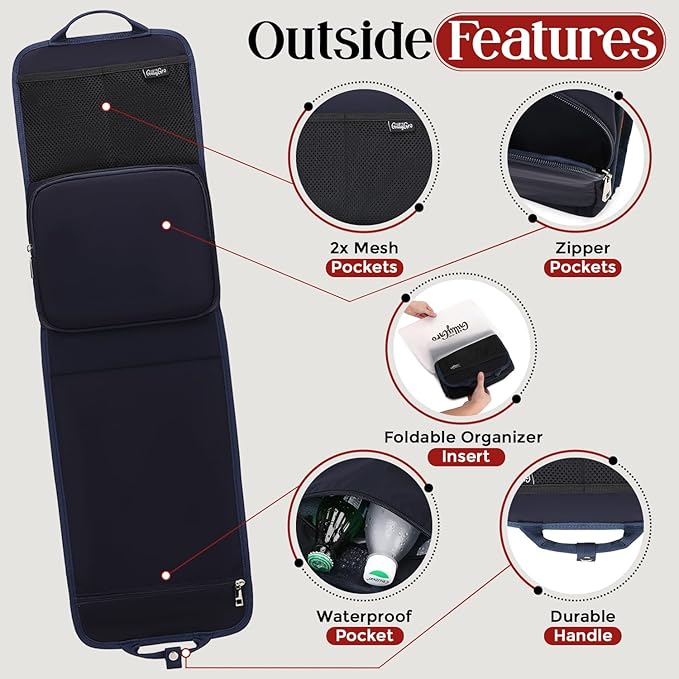 Unisex Foldable Vertical Backpack Organizer Insert for Tote Bag, Carry On, Picnic, Camping - With Pockets & Handle