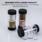 Sunmei Salt and Pepper Shakers Moisture Proof Set, 2-in-1 Portable Spice Shaker with Airtight Lid, Perfect for Camping Kitchen, Travel, Car Camping, RV, Outdoors, Backpack, BBQ Picnic, Lunch Boxes (2)