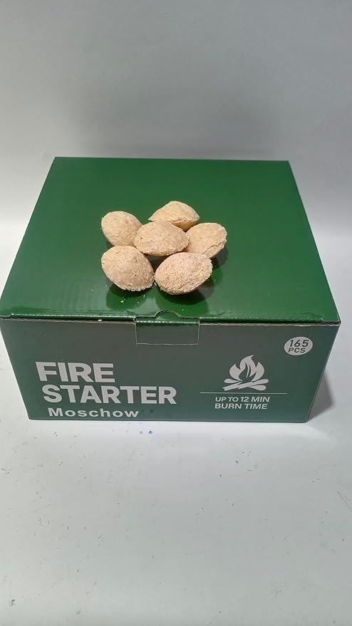 Fire Starter, New Upgrade 165 PCS Long Burning Odorless Natural Fire Starters, Easy to Ignite, Firestarter for BBQ, Grill, Campfires, Chimney Charcoal, Indoor & Outdoor Fire Pit, Fireplace, Wood Stove