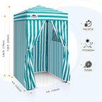 EAGLE PEAK Flex Ultra Compact 4x4 Pop-up Canopy, Sun Shelter, Changing Room, Portable Privacy Canopy Cabana for Pool, Fashion Photoshoots, or Camping, White/Light Blue