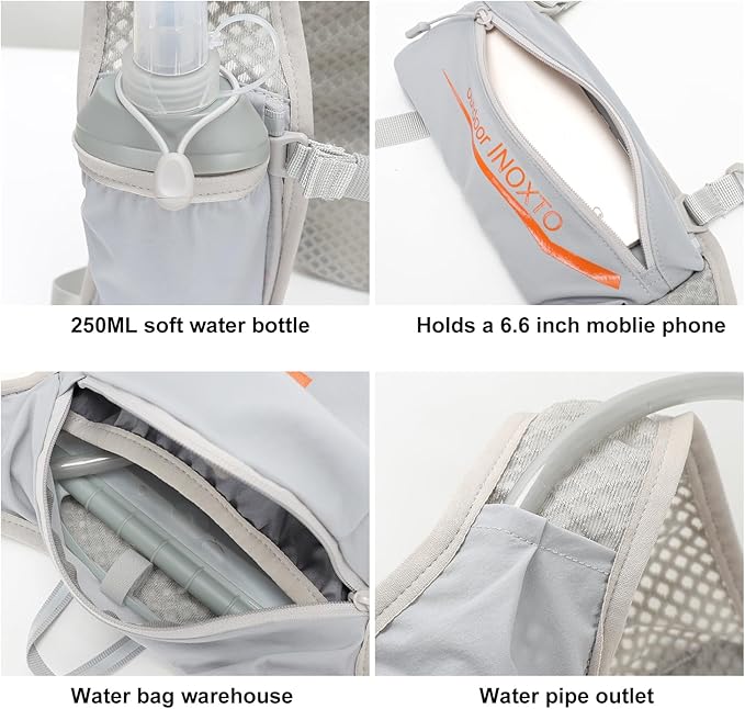 INOXTO Running Hydration Vest Backpack,Lightweight Insulated Pack with 1.5L Water Bladder Bag Daypack for Hiking Trail Running Cycling Race Marathon for Women Men